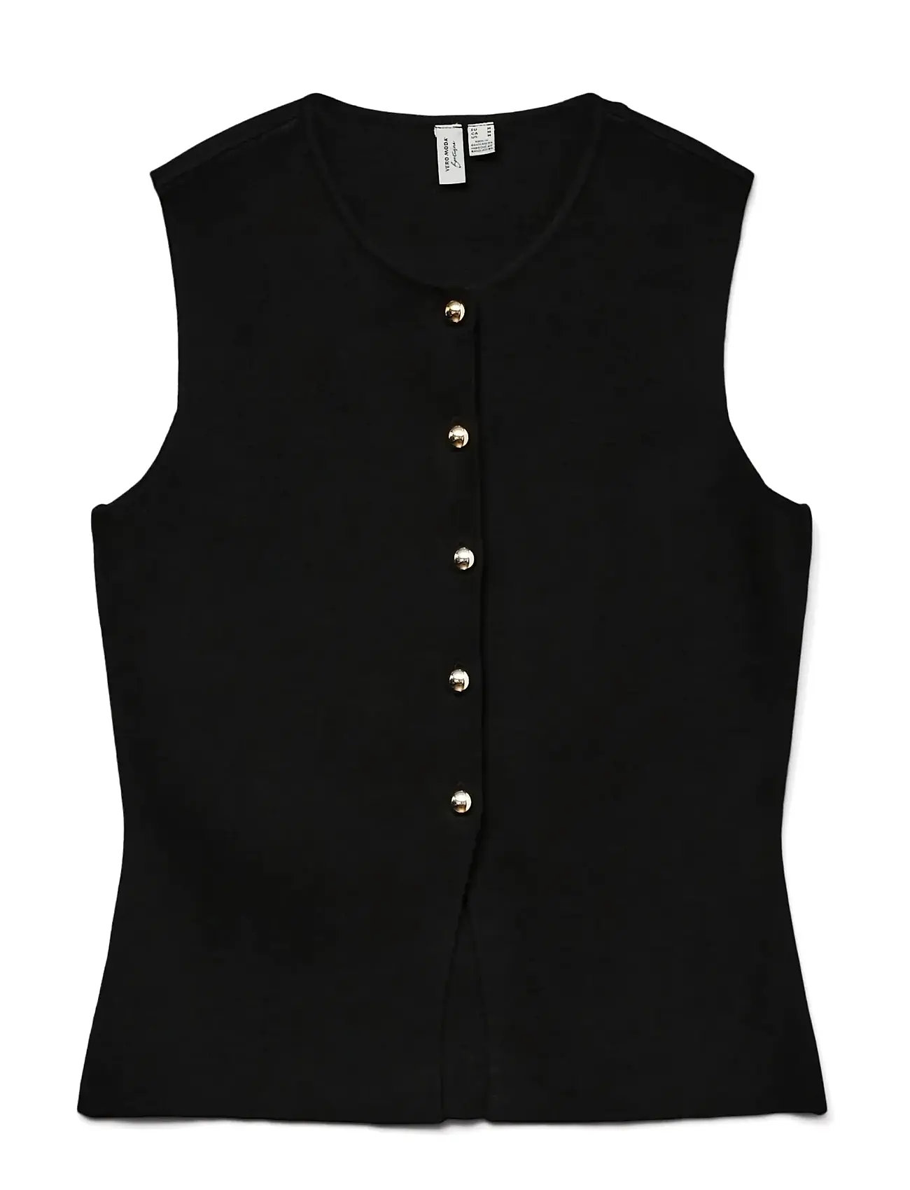 VERO MODA Vmsaba Sl O-Neck Button Vest Btq Schwarz - XS - Damen
