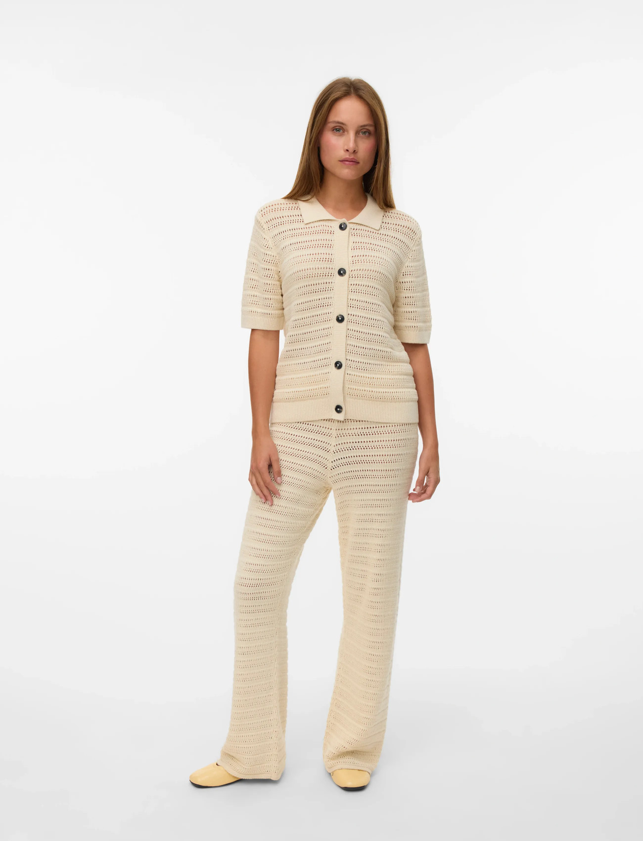 Vero Moda Vmhayley 2/4 Poloneck Cardigan Boo, L, Cream, Strik > Cardigans, Dame
