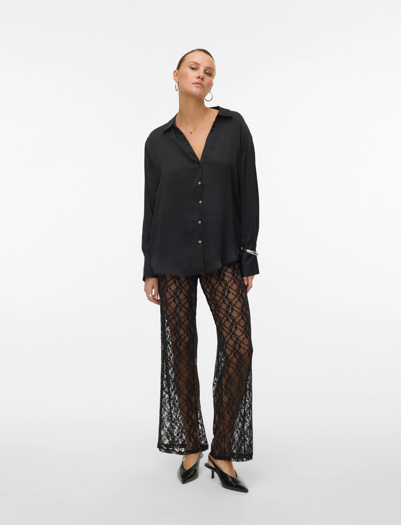 Vero Moda Vmsommer Ls Shirt Wvn Noos, XL, Black, Skjorter > Langærmede, Dame