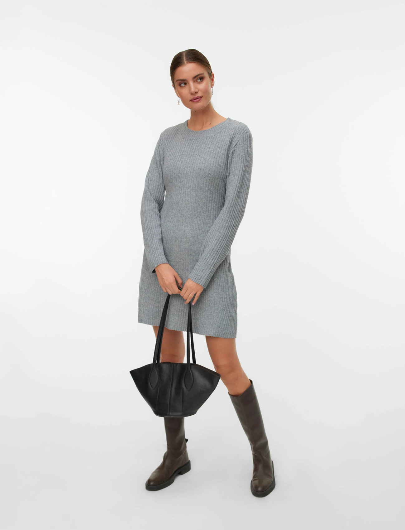 Vero Moda Vmjosanna Ls Short Dress Noos, M, Grey, Kjoler > Kort Kjole, Dame