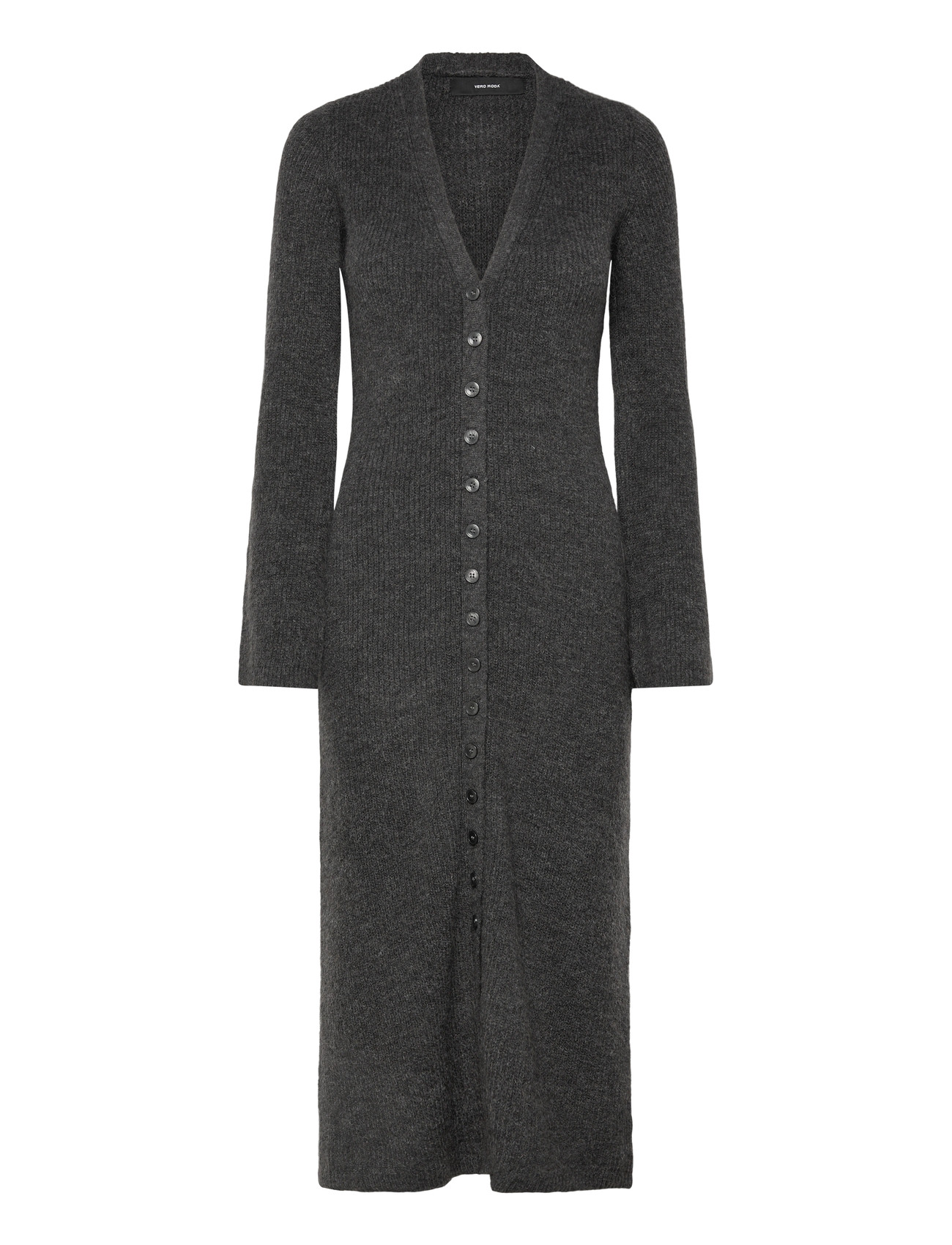 Vero Moda Vmfia Ls V-Neck Calf Dress Sb, XS, Grey, Kjoler > Maxikjole, Dame