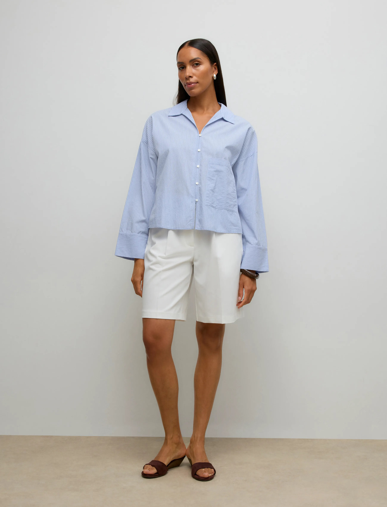 Vero Moda Awally Ls Boxy Shirt, XS, Blue, Skjorter > Langærmede, Dame
