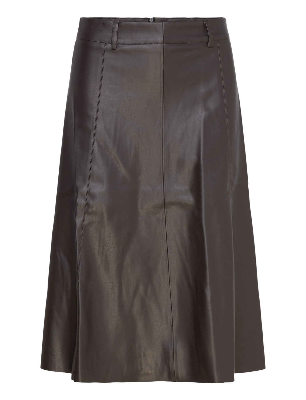 Vero Moda Vmpolly Midi Skirt Coated Exp, S, Brown, Nederdele > Knælange Og Midi Nederdele, Dame