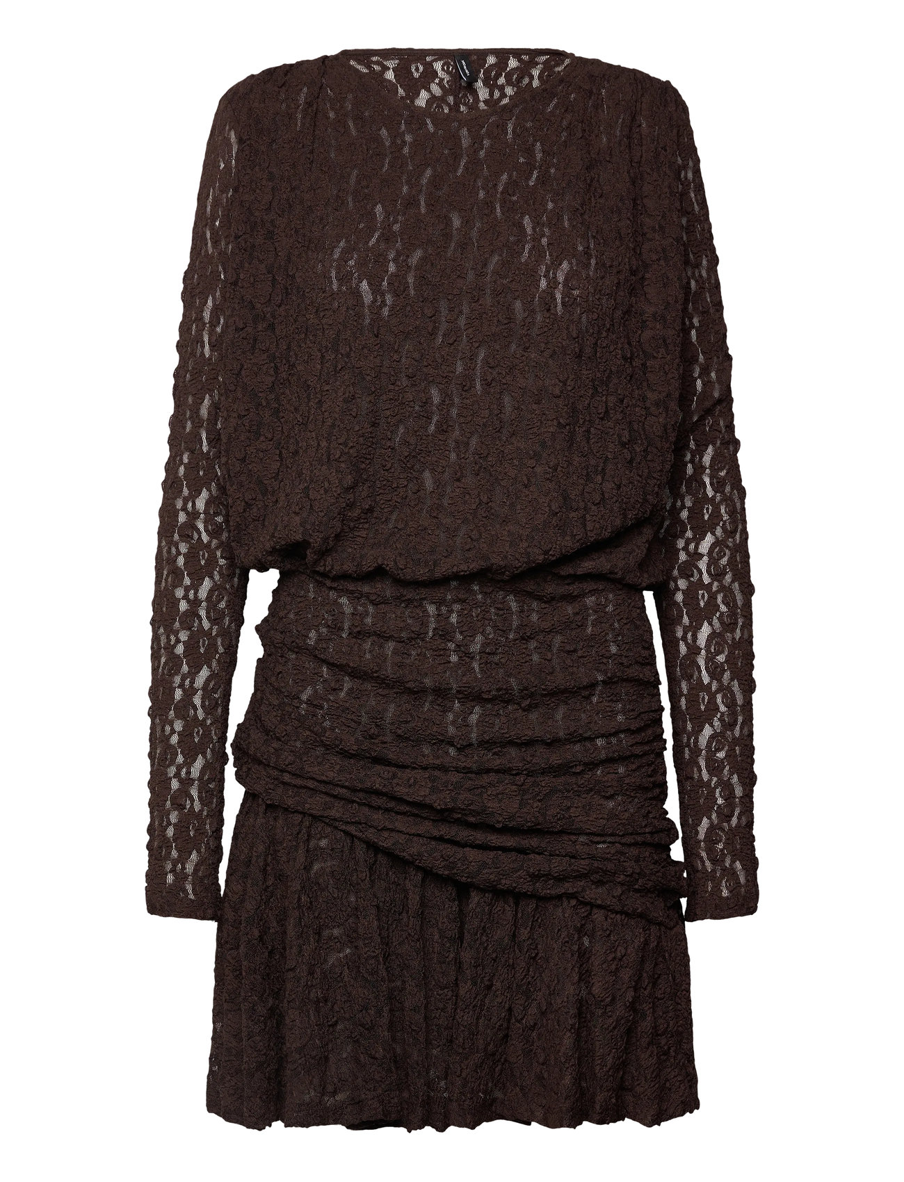 Vero Moda Vmhalley Ls Lace Short Dress Jrs Exp, XS, Brown, Kjoler > Kort Kjole, Dame