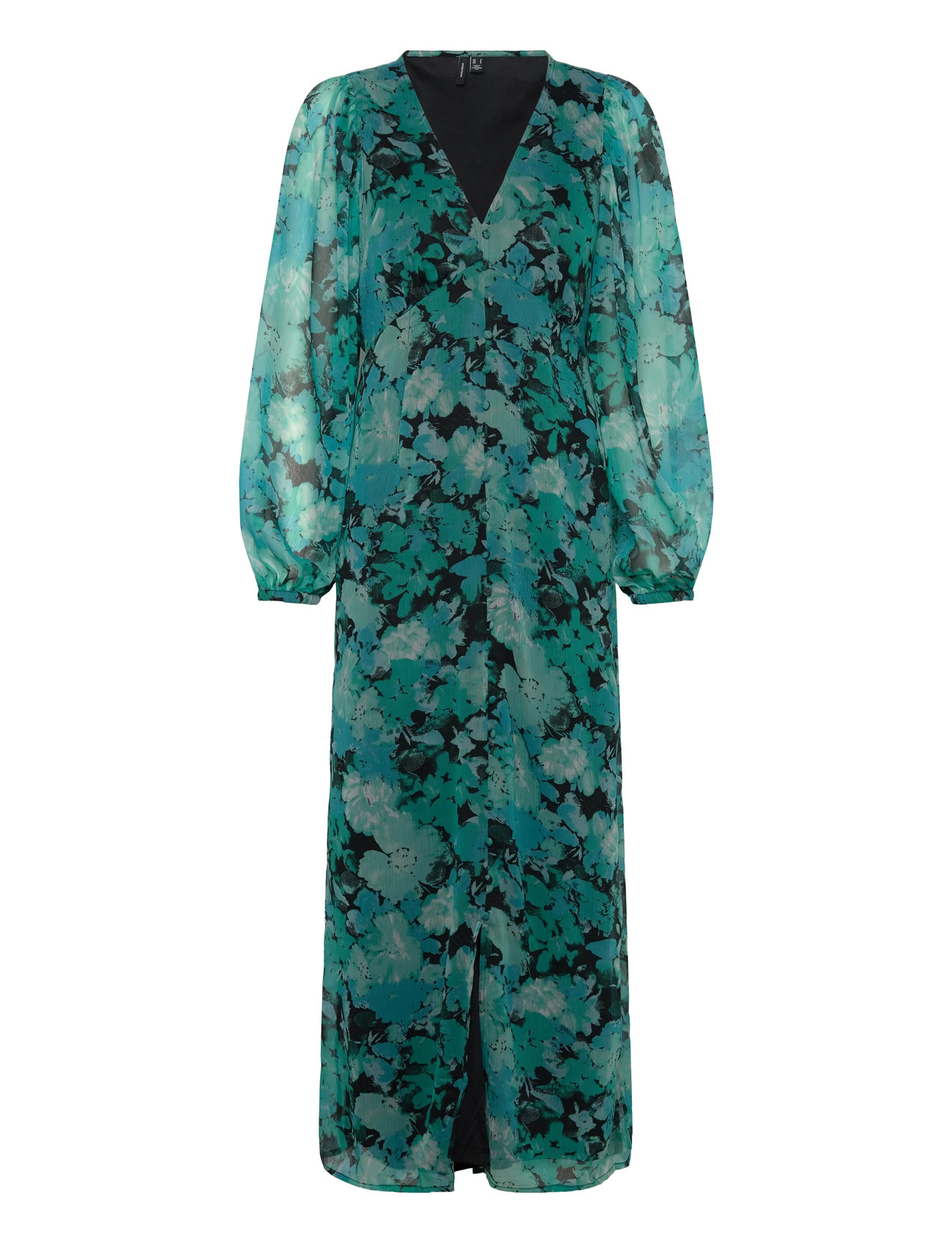 Vero Moda Vmsmilla Ls V-Neck Ankle Dress Wvn, M, Green, Kjoler > Maxikjole, Dame
