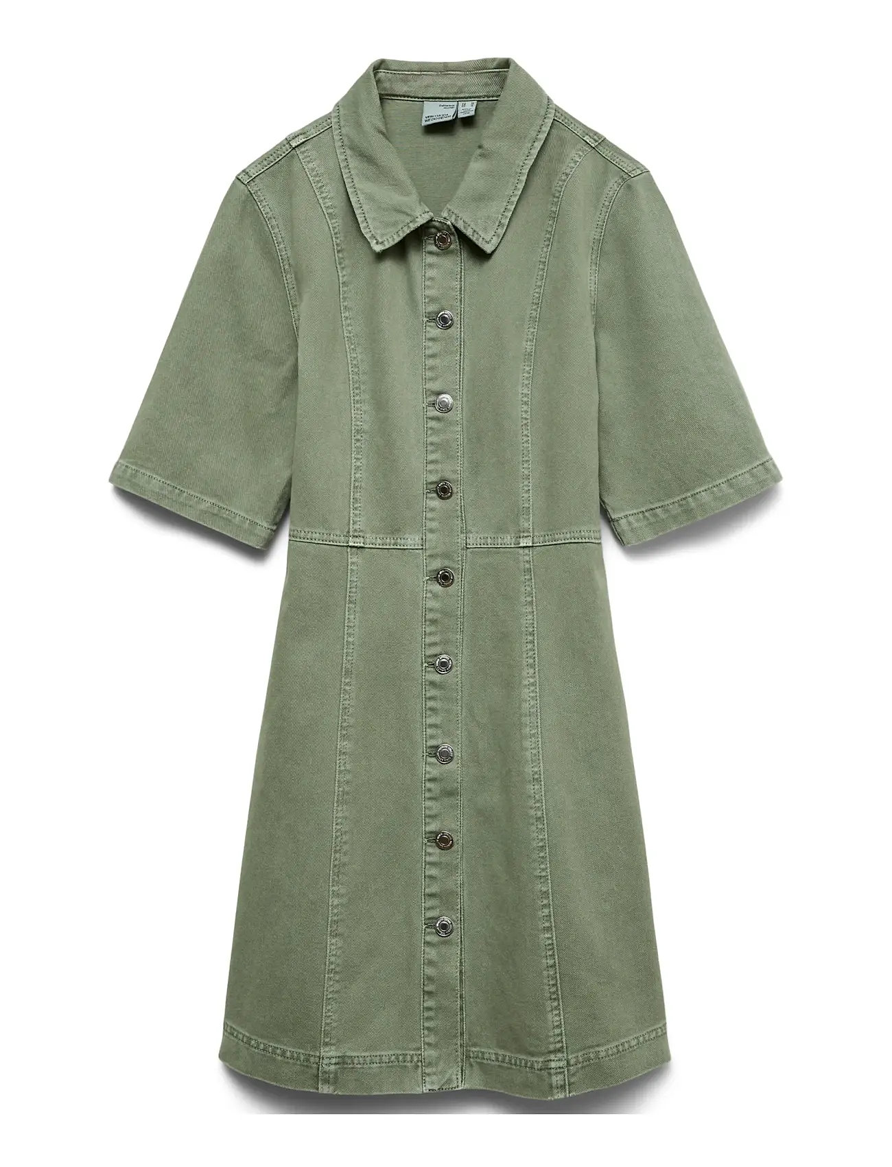 VERO MODA Vmdaisy 2/4 Kurz Denim Kleid Noos Khaki - L - Damen