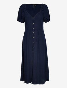 VMJESMILO S/S CALF SHIRT DRESS WVN GA - summer dresses - navy blazer