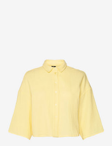 VMNATALI 3/4 CROP SHIRT WVN - långärmade skjortor - lemon meringue