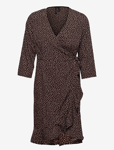 Vero Moda Vmhenna 3/4 Wrap Dress Exp Ga (Chocolate Plum), (24.49 €) | Large  selection of outlet-styles | Booztlet.com