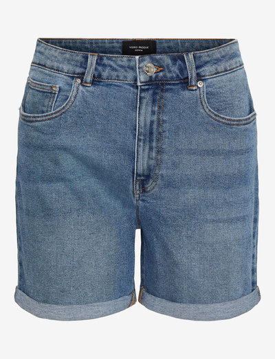 VMJOANA HR STRCH MOM SHORTS MIX GA - jeansowe szorty - light blue denim
