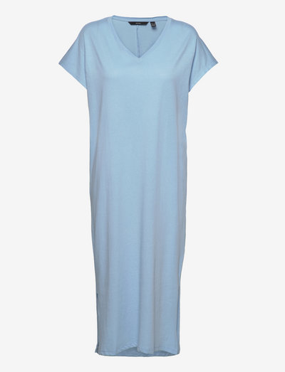 VMPANNA SS CALF DRESS JRS - sukienki koszulowe - blue bell