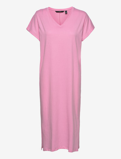 VMPANNA SS CALF DRESS JRS - sukienki koszulowe - prism pink