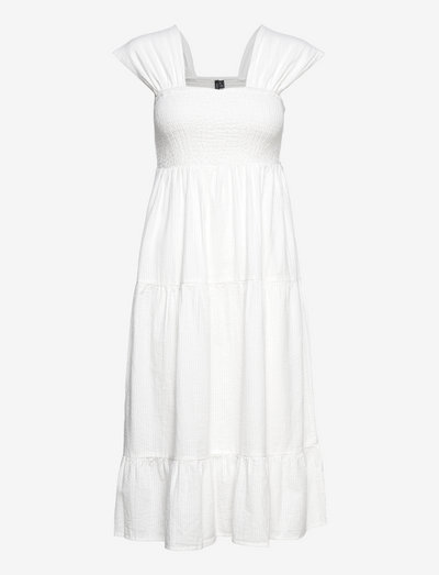 VMTONI SL CALF DRESS WVN - sukienki koktajlowe - snow white