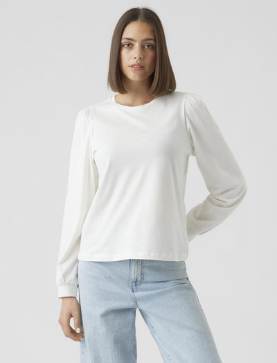 VERO MODA T-Shirt Donna Vmkerry LS O-Neck - Girocollo Con Maniche A Sbuffo - Cotone Biologico In Conversione