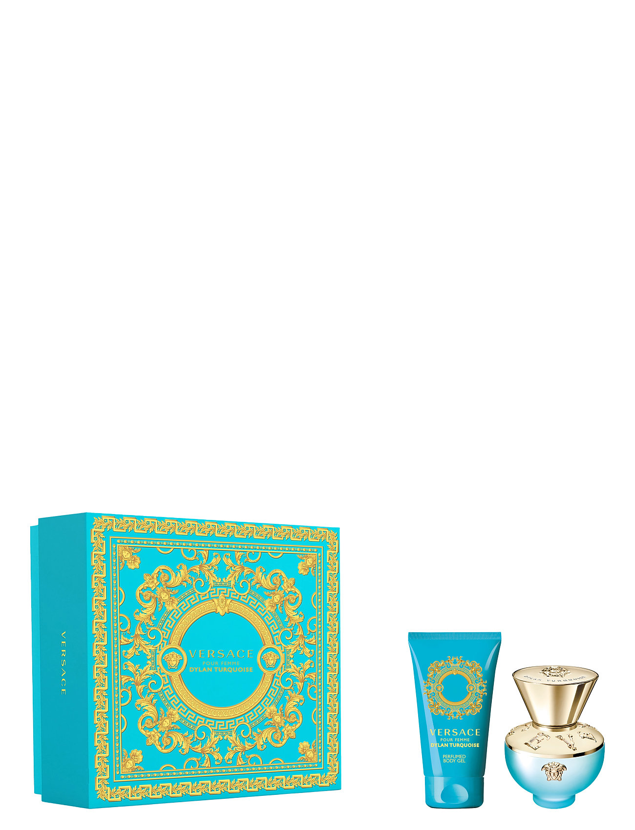 Versace Fragrance Gift Set Dylan Turquoise Pour Femme Edt + Body Lotion Nude