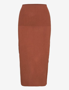 FITTED SKIRT - midinederdele - brown