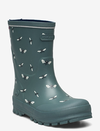 Jolly Print - unlined rubberboots - bluegreen/white