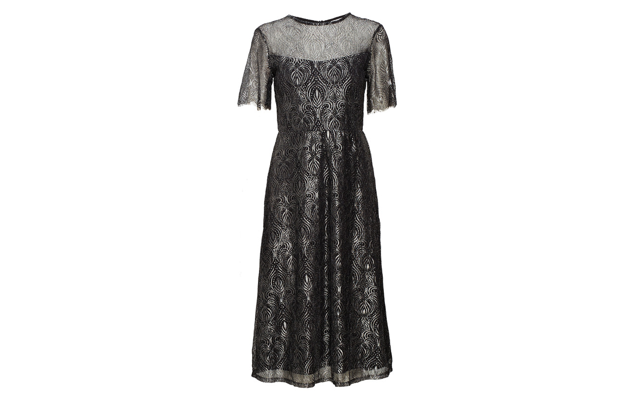 Midi Fibers Vileague Vila Polyester Dress Métallique Black 50 TUw5ayqw