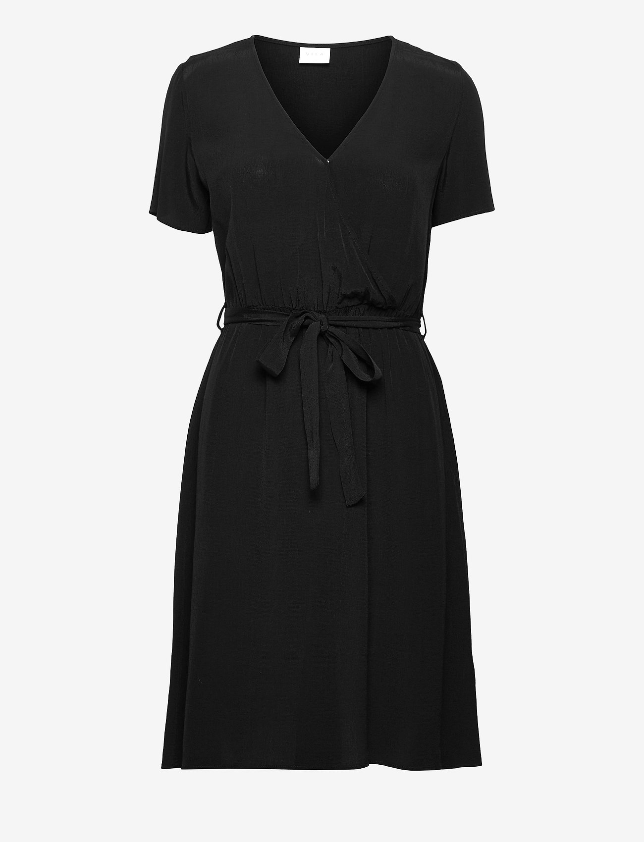 monochrome wrap dress