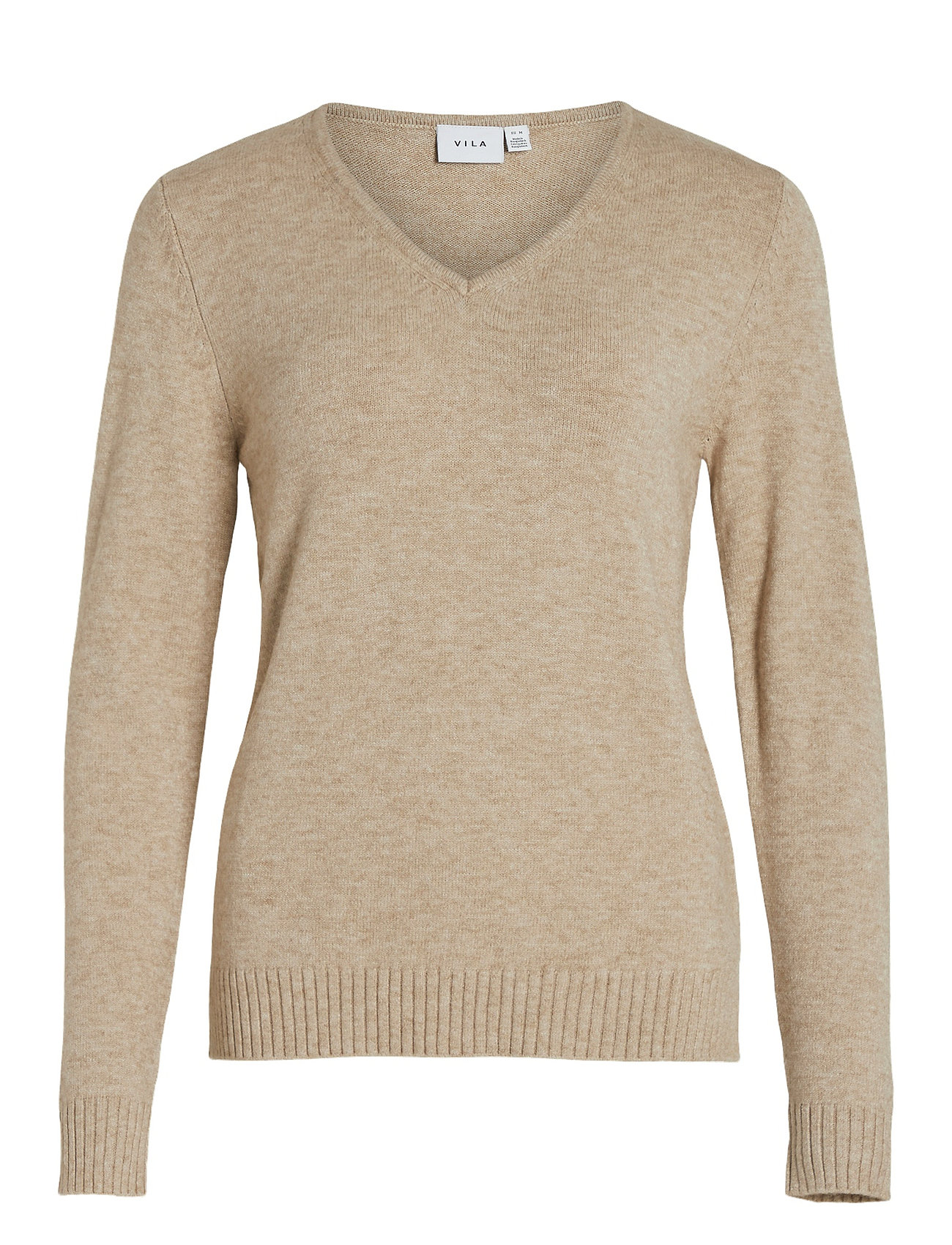 Vila Viril V-Neck L/S Knit Top - Noos Beige