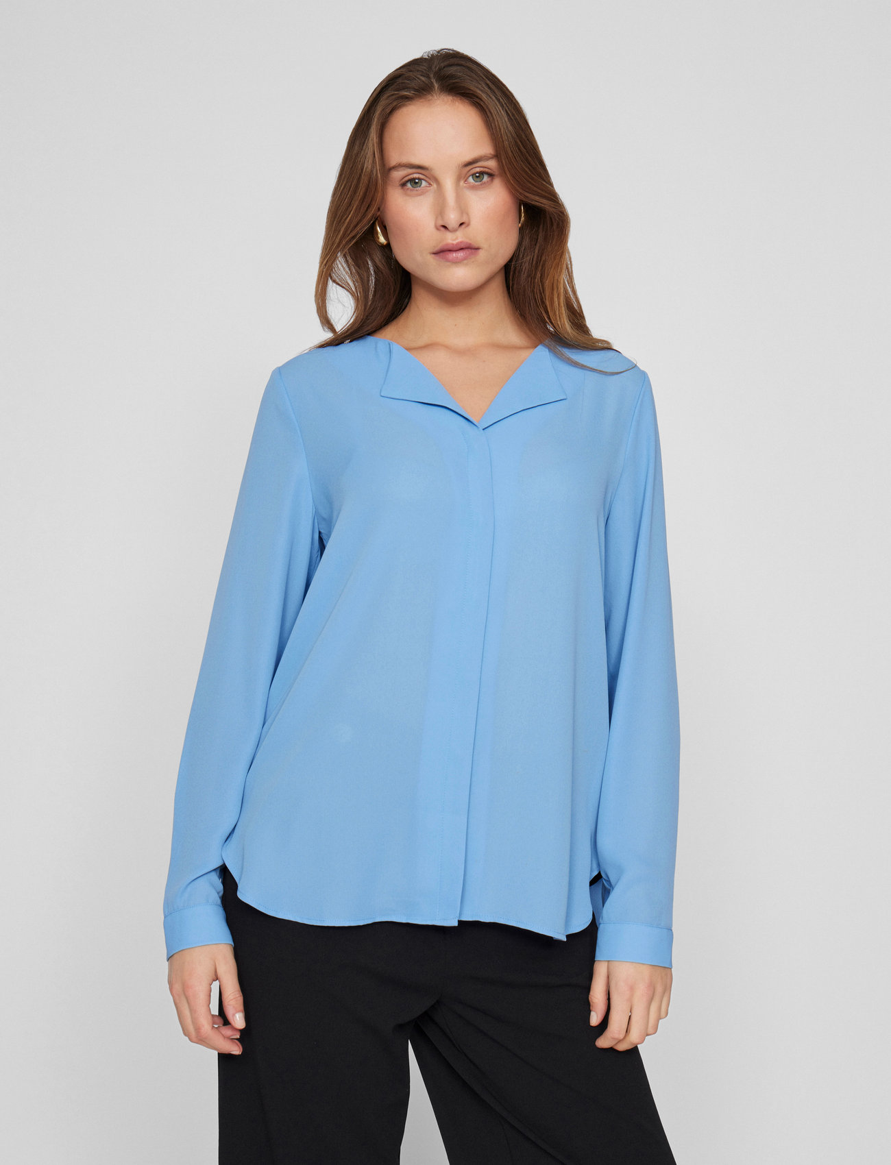 Vila Vilucy L/S Shirt - Noos, M, Blue, Bluser > Langærmede, Dame