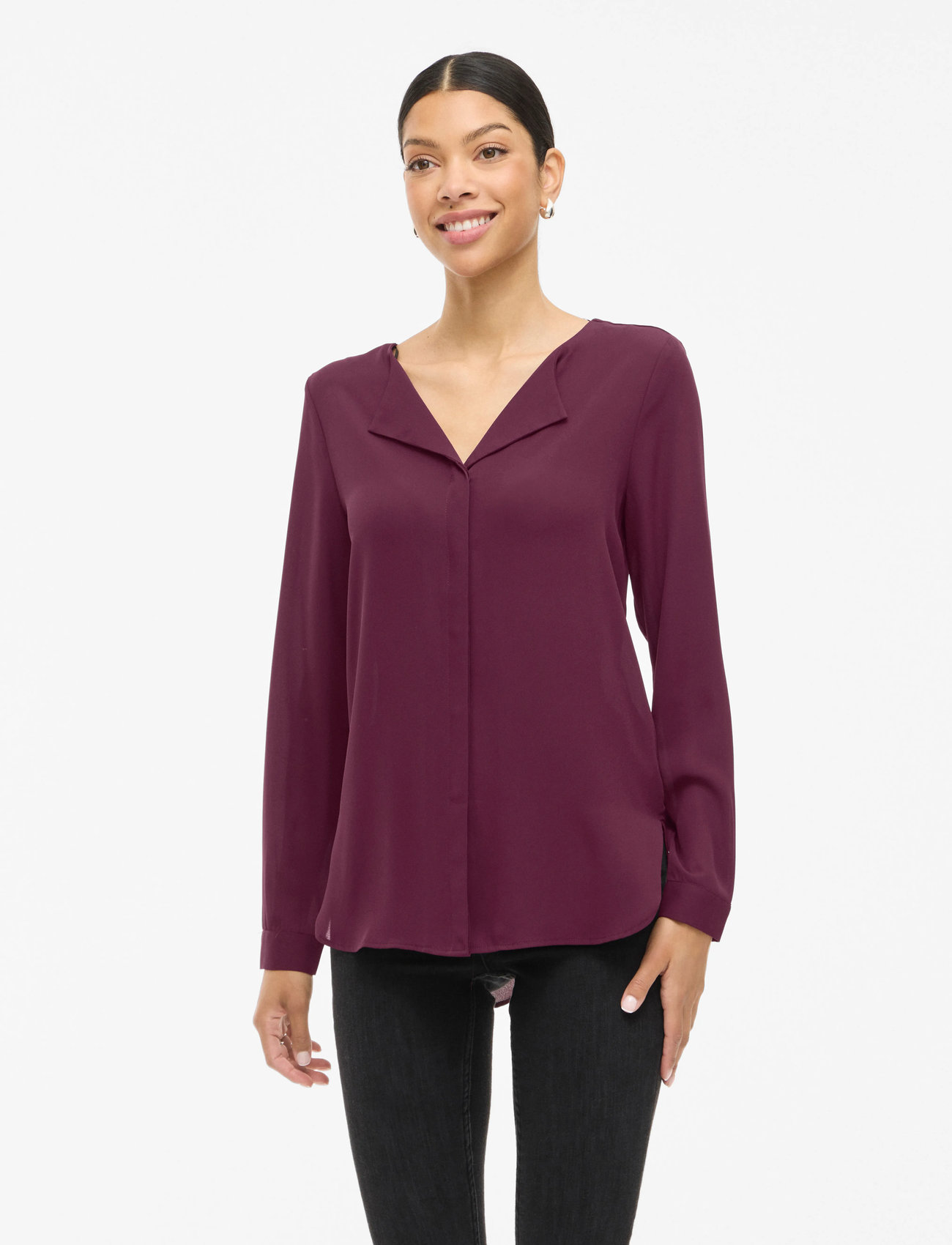 Vila Vilucy L/S Shirt - Noos, M, Burgundy, Bluser > Langærmede, Dame