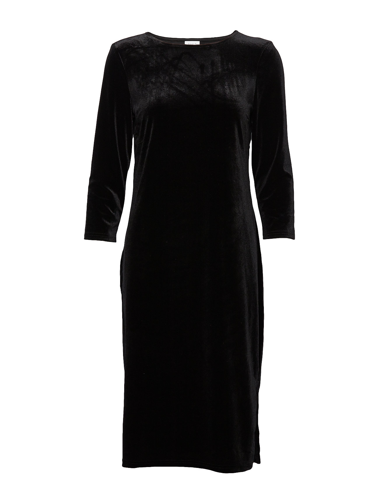 Vila Viminny Velvet New 3/4 Sleeve Dress/L Dresses Bodycon Svart [Color: BLACK ][Sex: Women ][Sizes: XS,S,M ]
