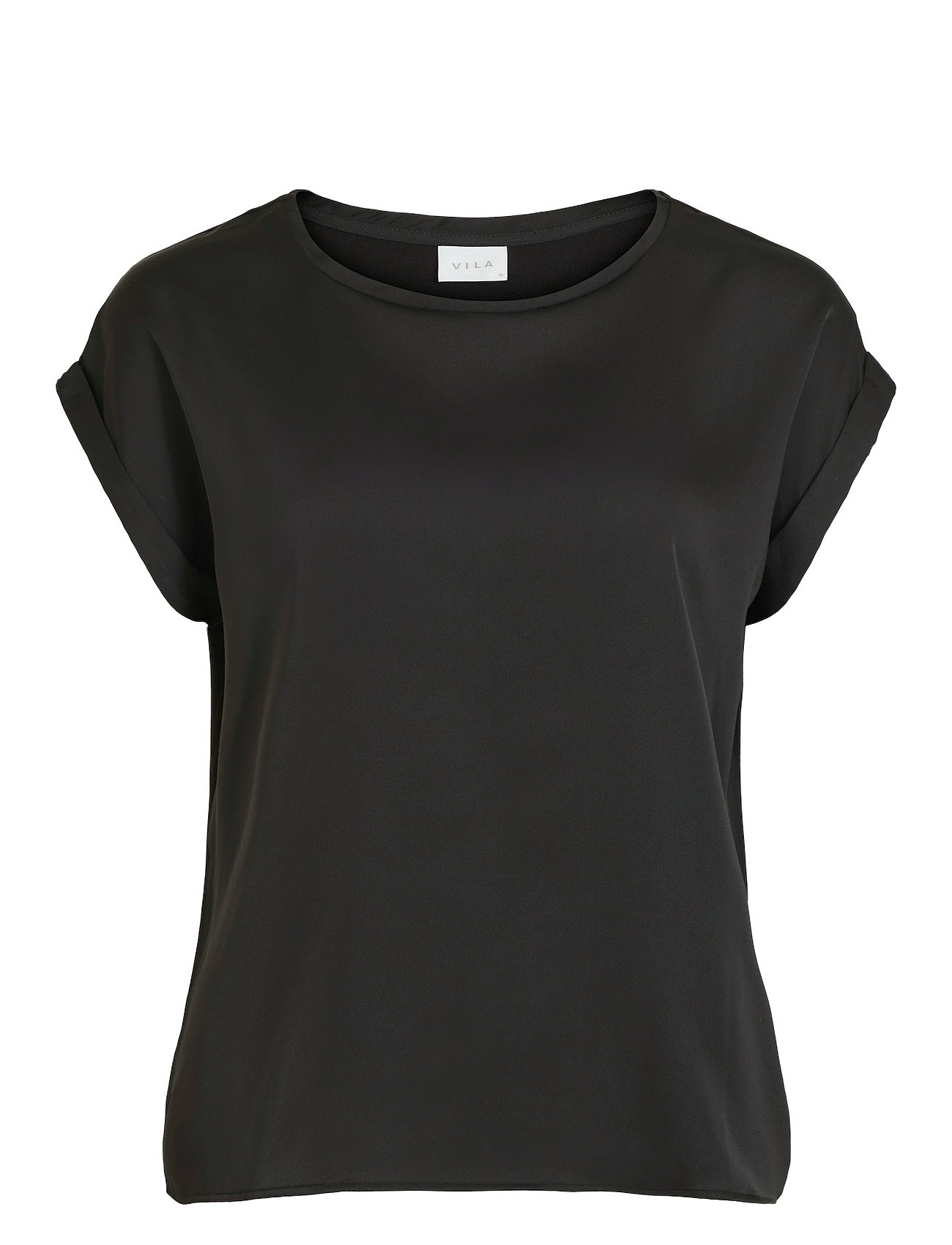 Viellette S/S Satin Top/Su - Noos T-shirts & Tops Short-sleeved Svart Vila