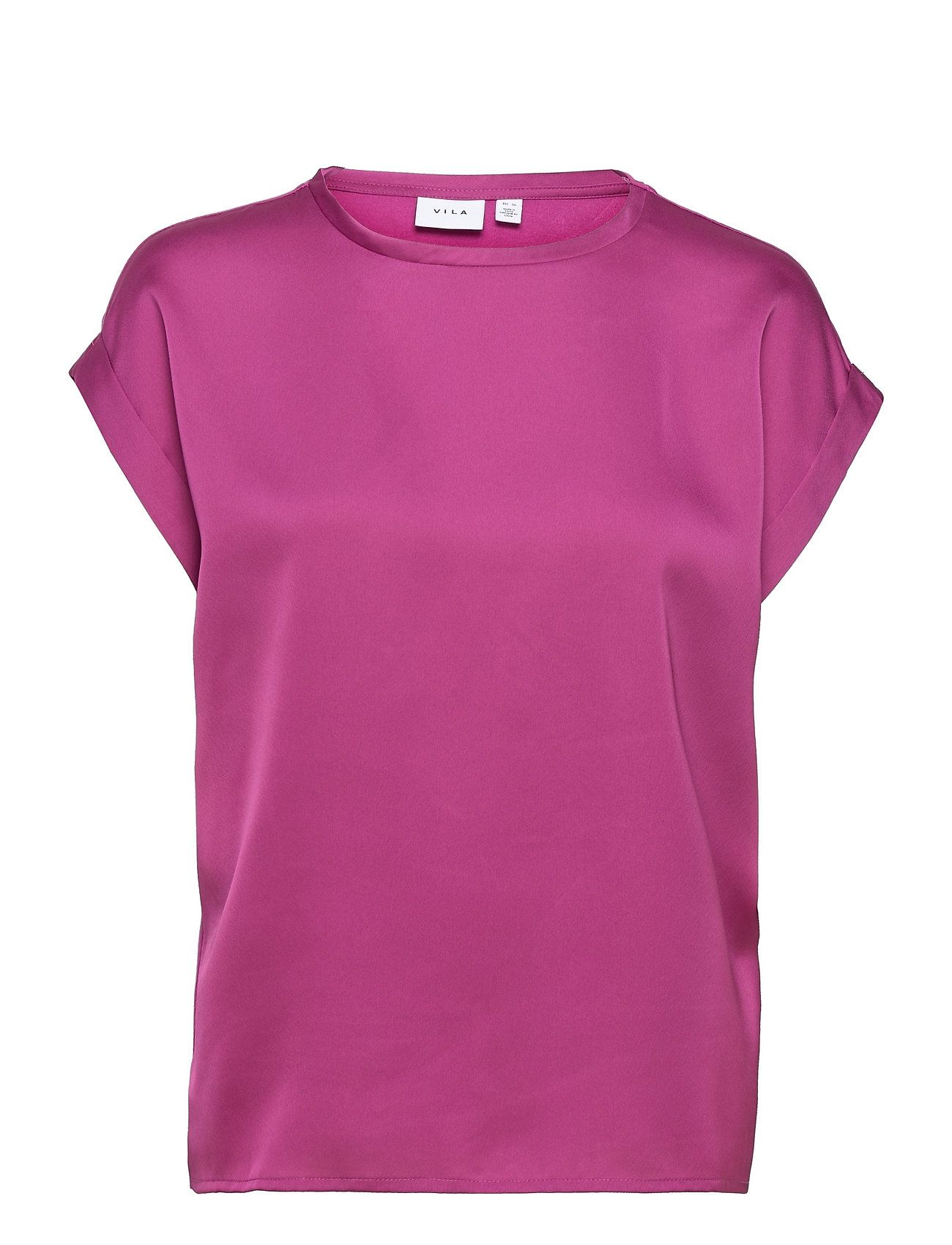 Viellette S/S Satin Top/Su - Fav T-shirts & Tops Short-sleeved Rosa Vila