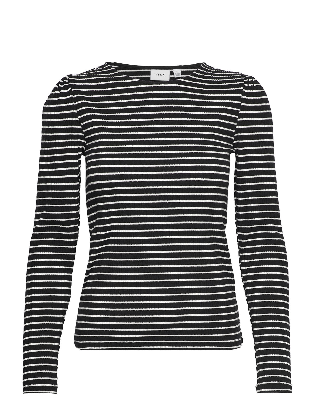 Vila Vibalu Puff L/s Rib Top - (Black/Sort) - 63 kr | Boozt.com