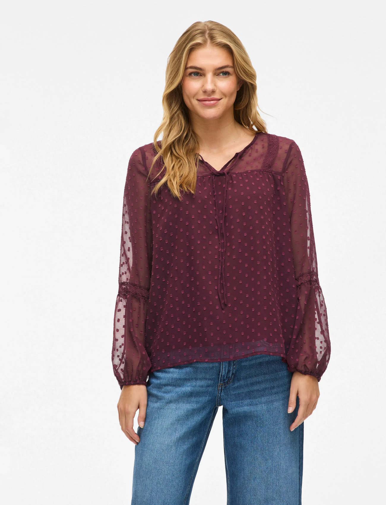 Vila Viedee L/S Top - Noos, 34, Red, Bluser > Langærmede, Dame
