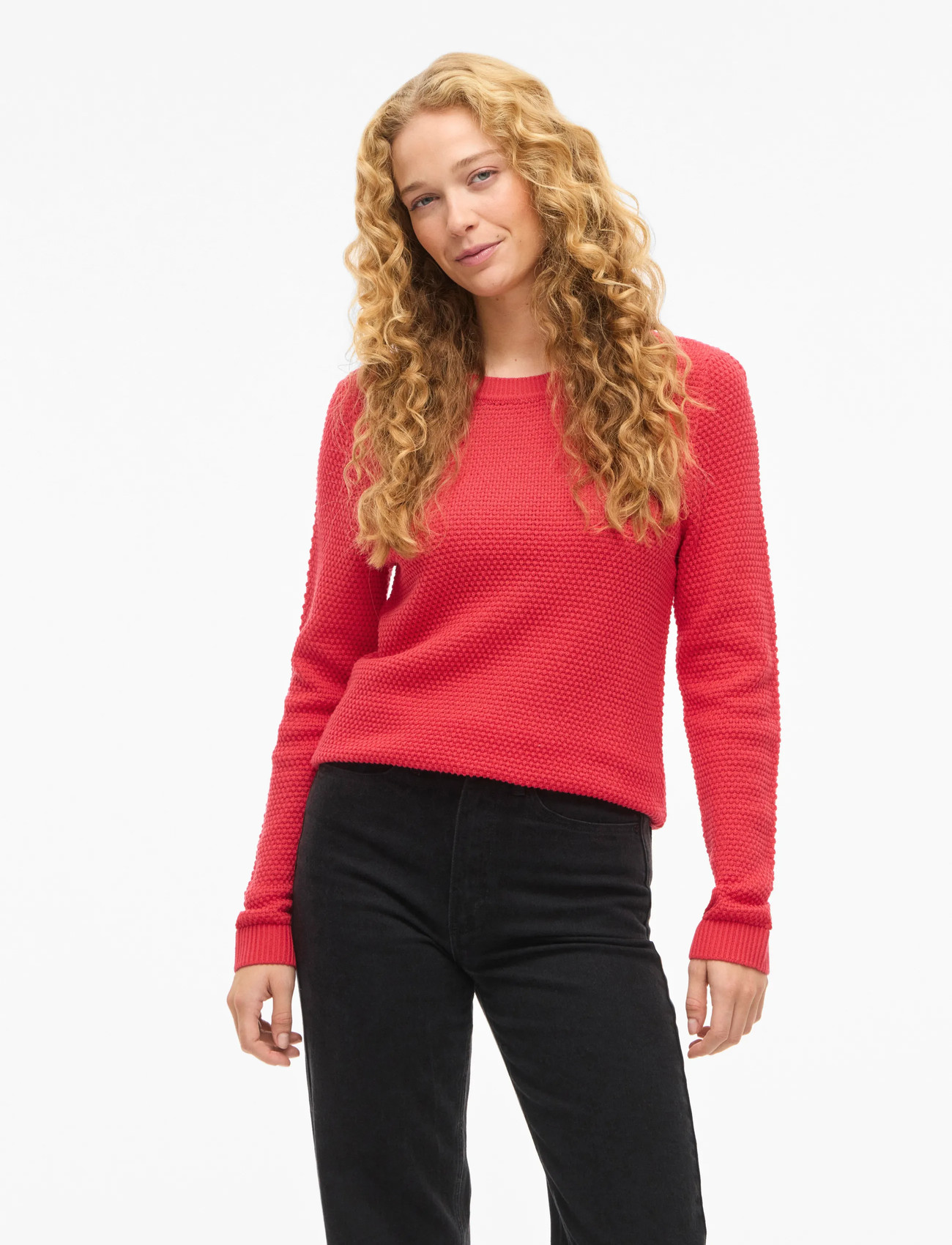 Vila Vidalo O-Neck L/S Knit Top- Noos, XL, Red, Strik > Trøjer, Dame