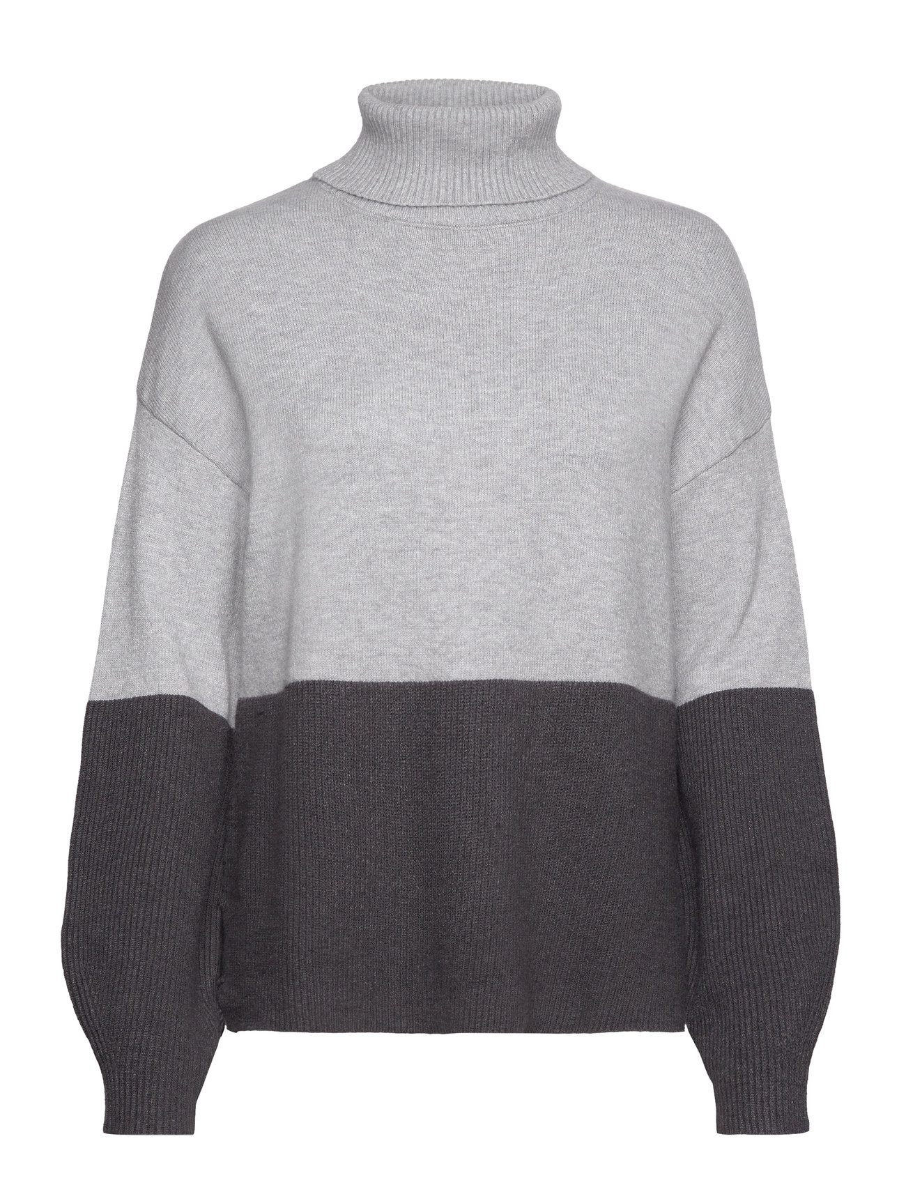 Vila Viril Blocking Roll-Nk L/S Knit Top-Noos Grå