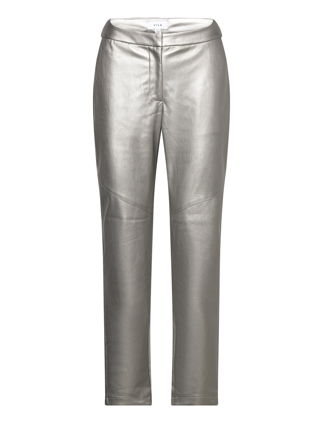 Vipen Rw Coated Pu Pant Bottoms Trousers Leather Leggings-Byxor Silver Vila