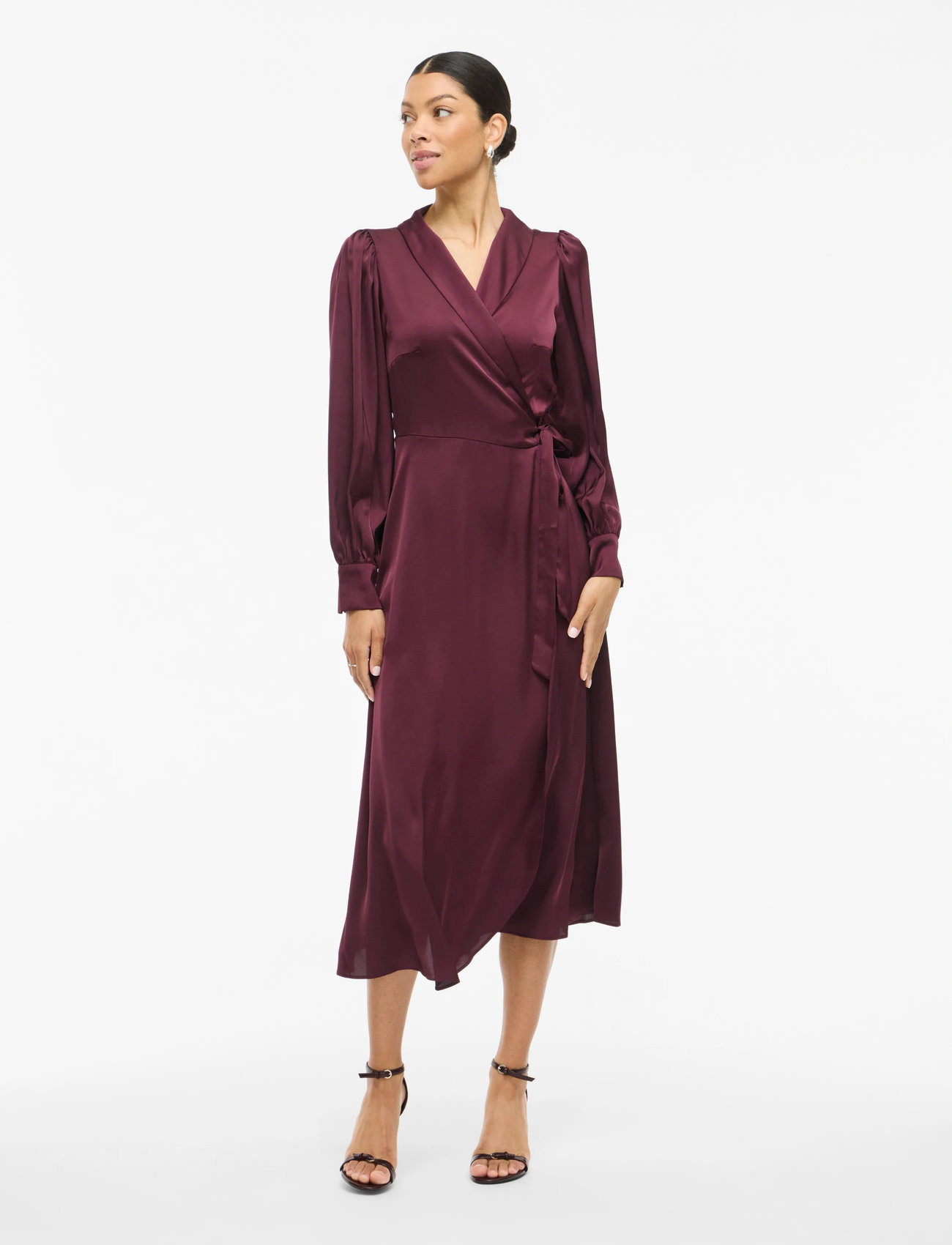 Vila Vienna Ravenna Ankle Wrap Dress-Noos/Dc, 38, Burgundy, Kjoler > Knælange Og Midi, Dame