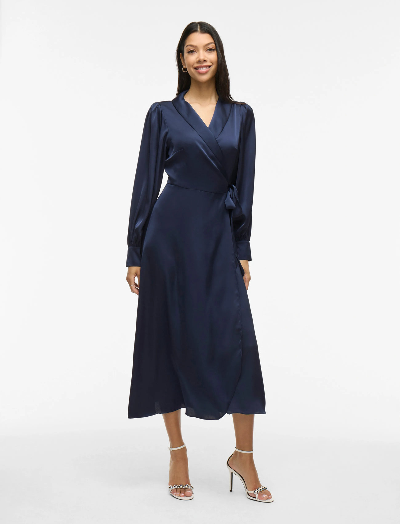 Vila Vienna Ravenna Ankle Wrap Dress-Noos/Dc, 34, Navy, Kjoler > Knælange Og Midi, Dame