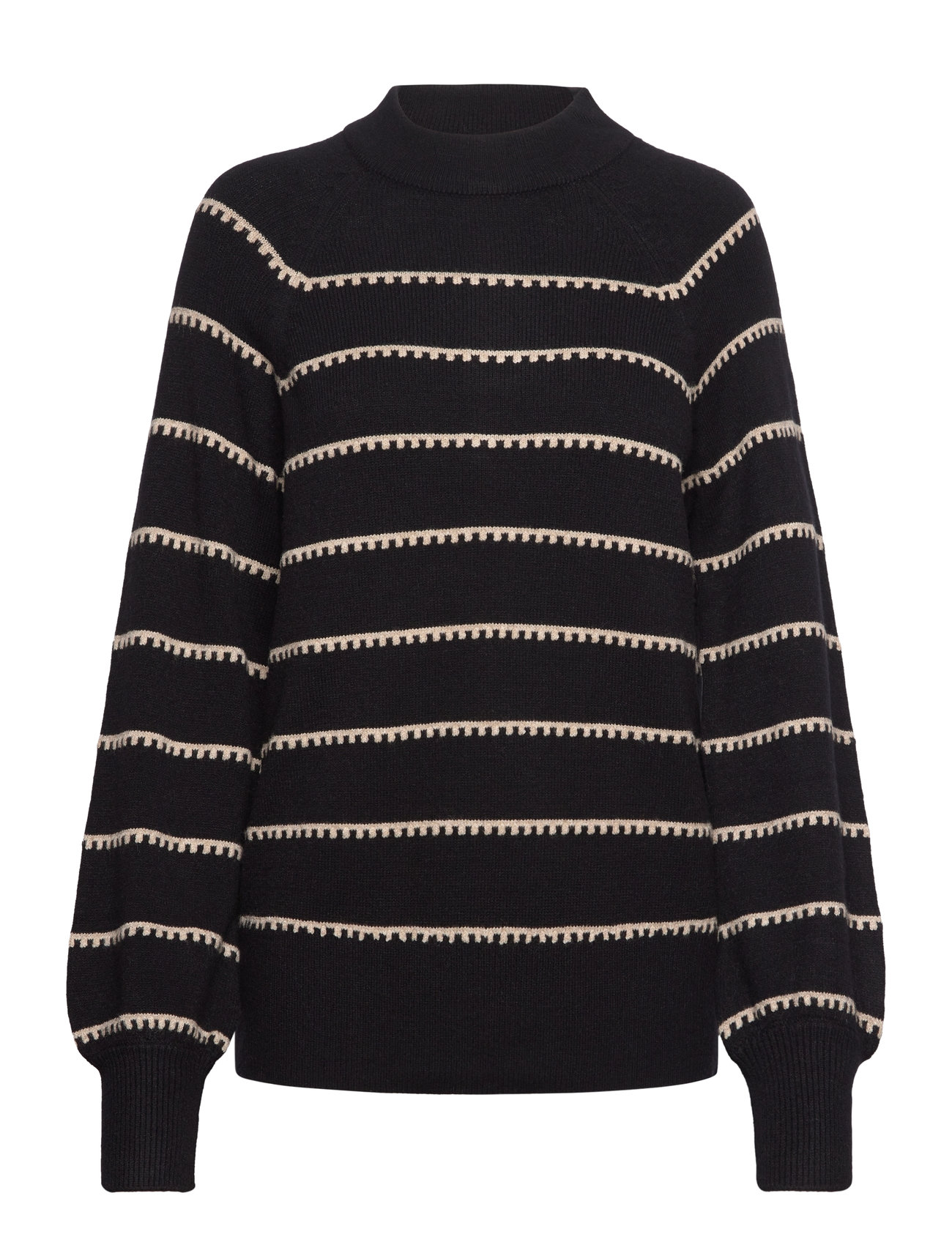 Vila Viril Crew Neck L/S Stripe Knit Top Svart