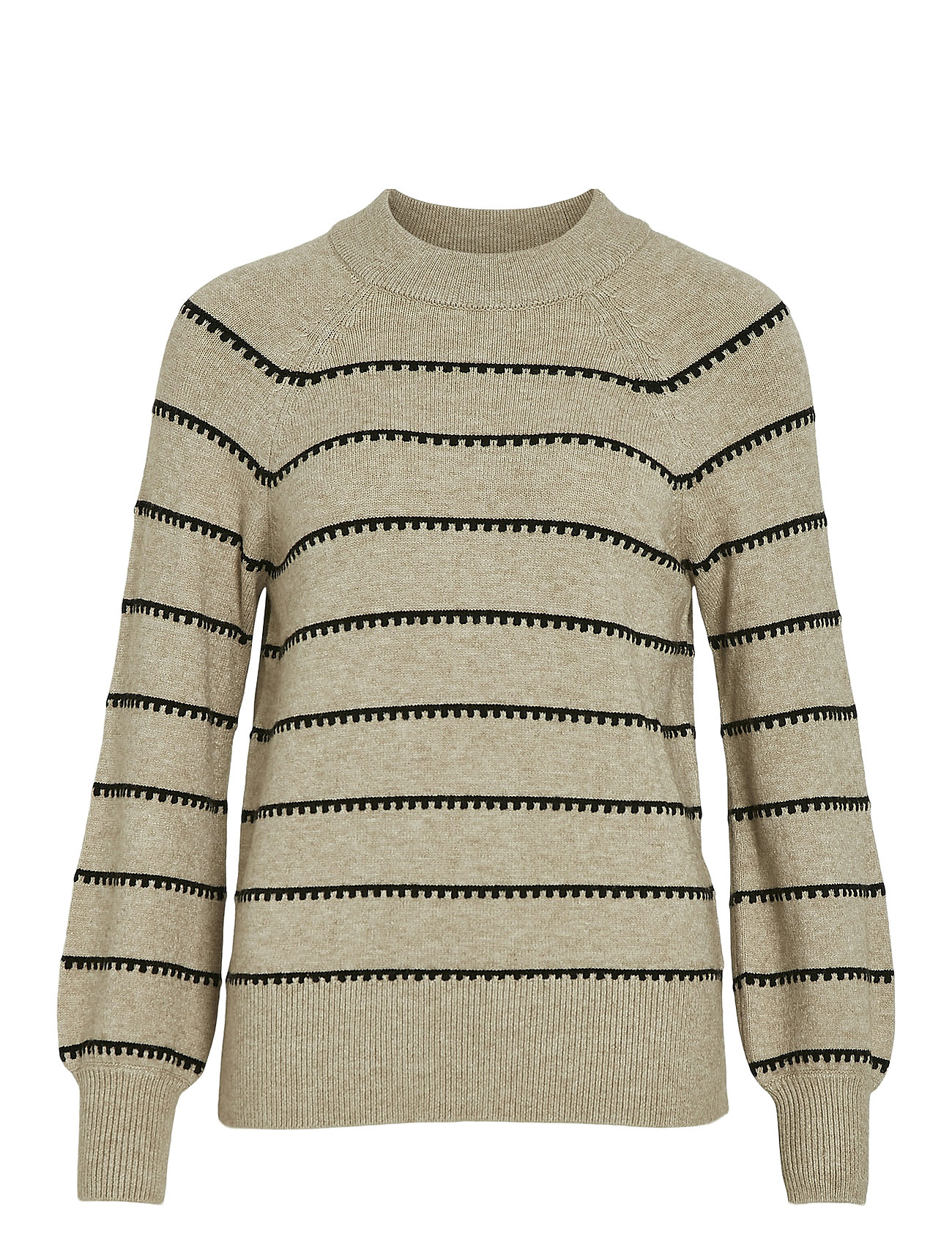 Vila Viril Crew Neck L/S Stripe Knit Top Beige