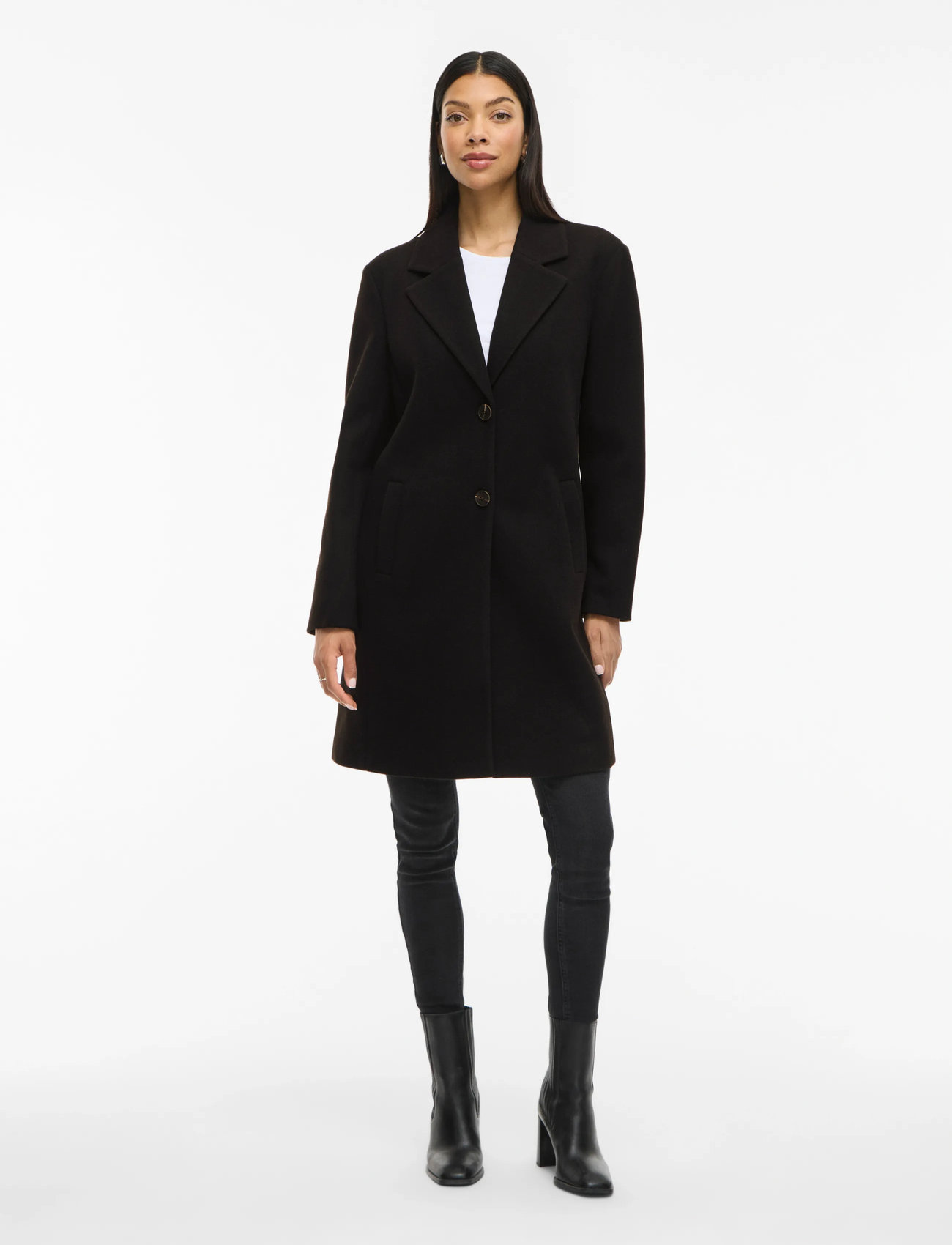 Vila Viclaudia Button Coat - Noos, 42, Black, Frakker > Uldfrakker, Dame