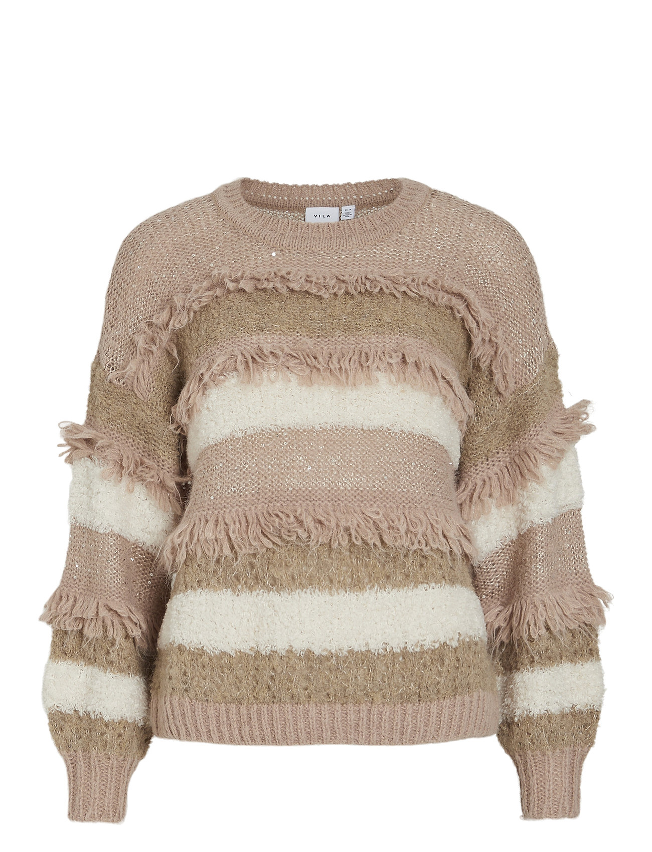 Vila Vituri O-Neck L/S Sequin Knit Top Beige