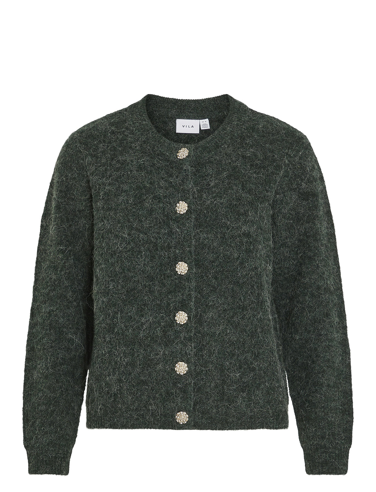 Vialva O-Neck L/S Knit Cardigan/R Green Vila