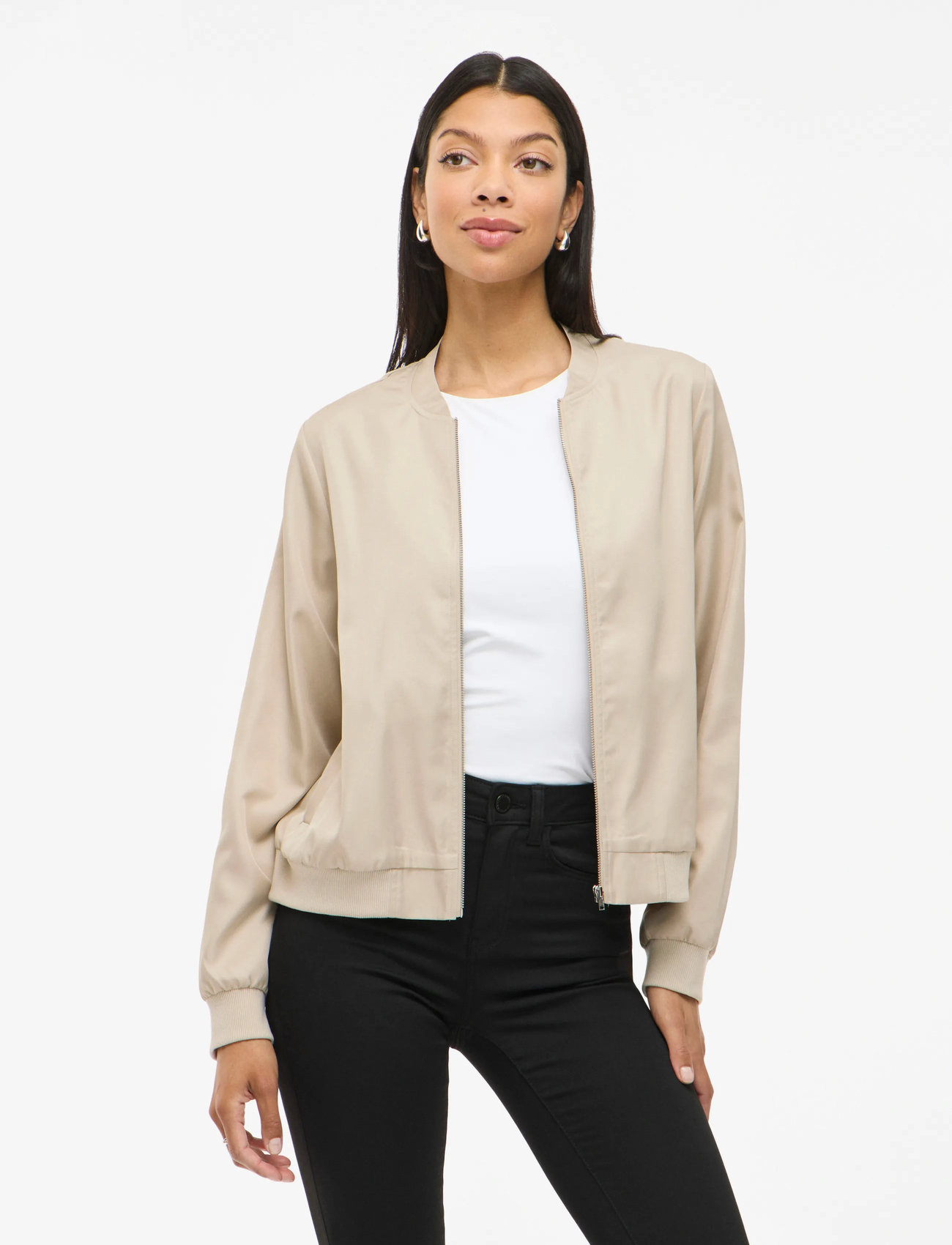Vila Vipapaya L/S Bomber Jacket - Noos, 42, Beige, Jakker > Bomberjakker, Dame