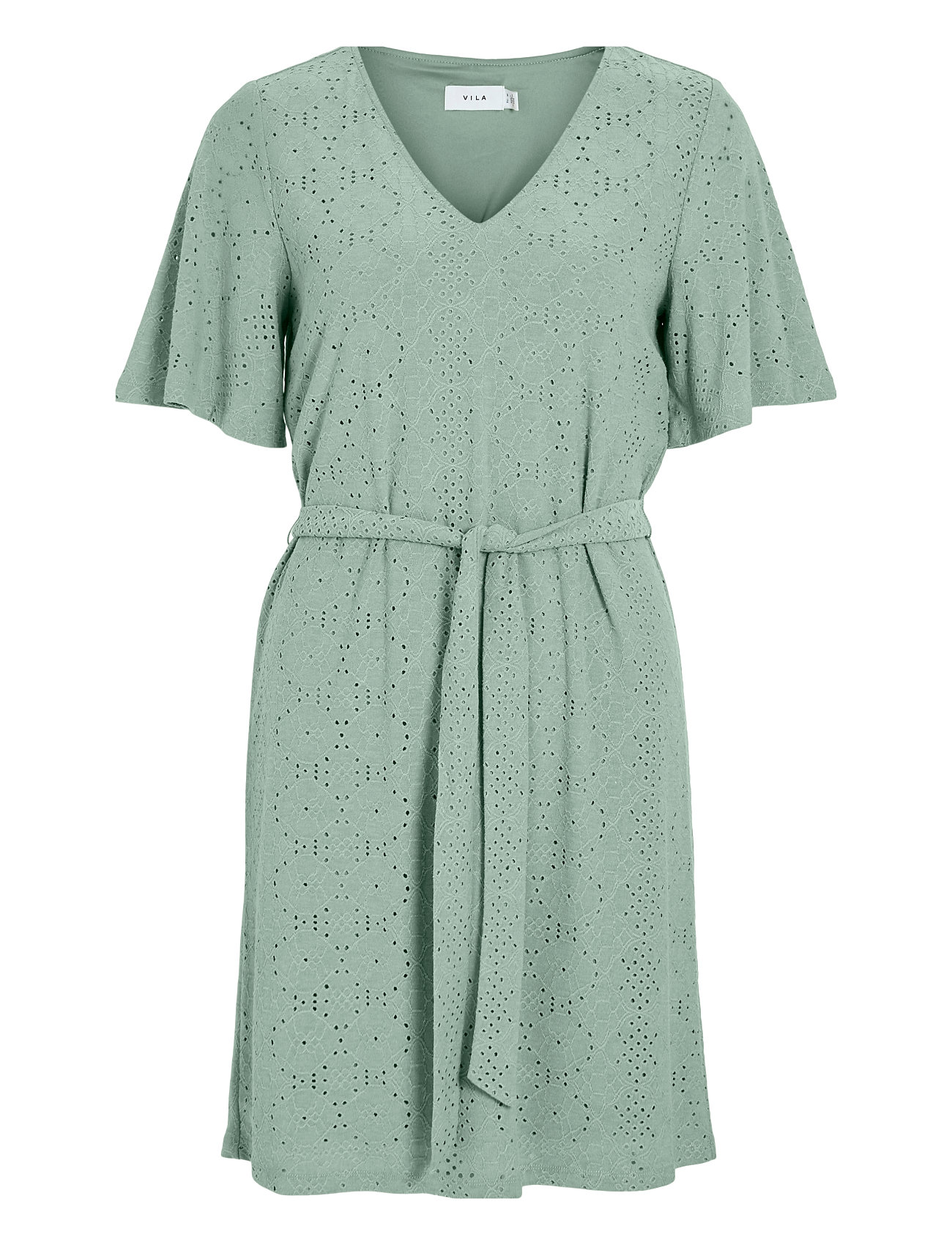 Vikally V-Neck S/S Short Dress Dresses T-shirt Dresses Green Vila