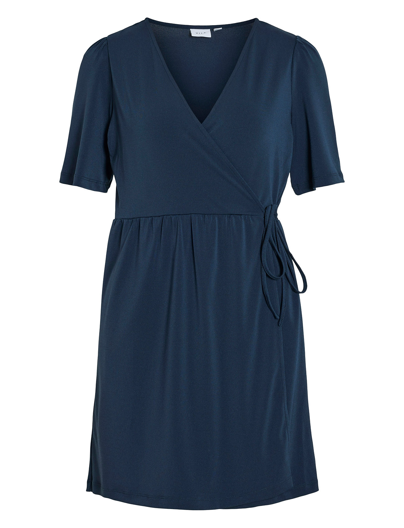 Vinayeli S/S Short Wrap Dress - Noos Kort Kjole Navy Vila