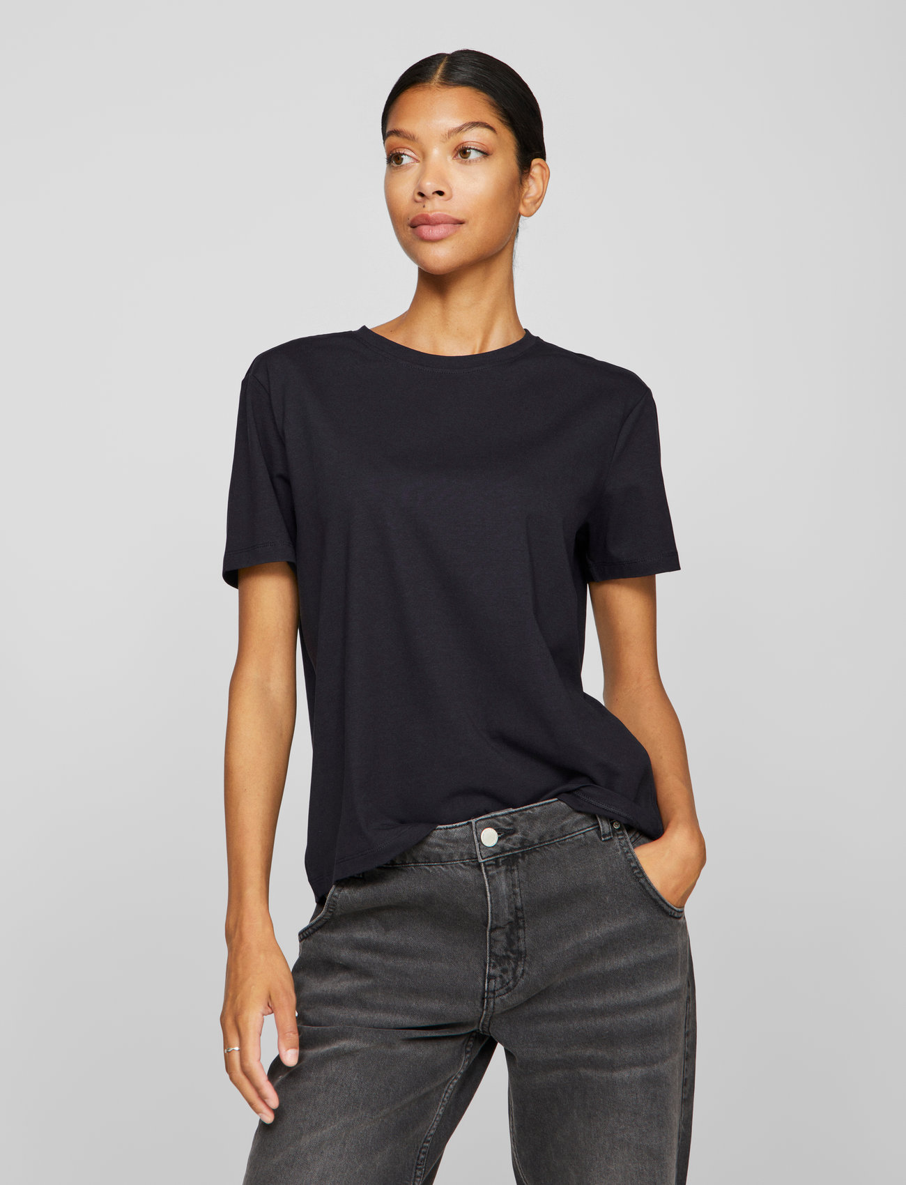 Vila Vinora S/S T-Shirt - Noos, XXL, Black, T-Shirts & Toppe > Kortærmede, Dame