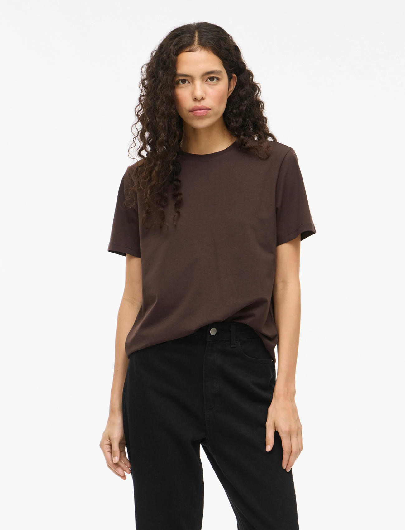 Vila Vinora S/S T-Shirt - Noos, S, Brown, T-Shirts & Toppe > Kortærmede, Dame