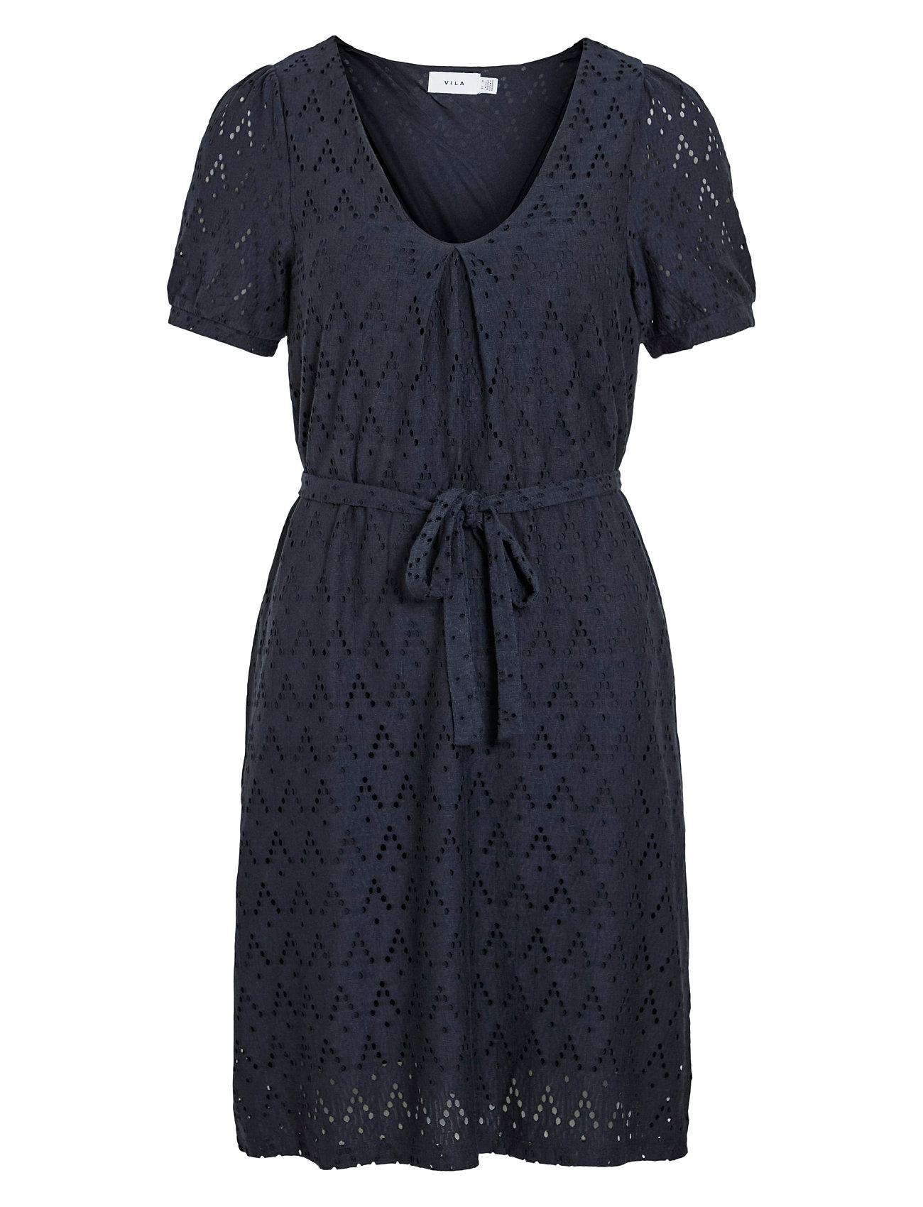 Viamalina V-Neck S/S Dress/Pb Kort Kjole Navy Vila