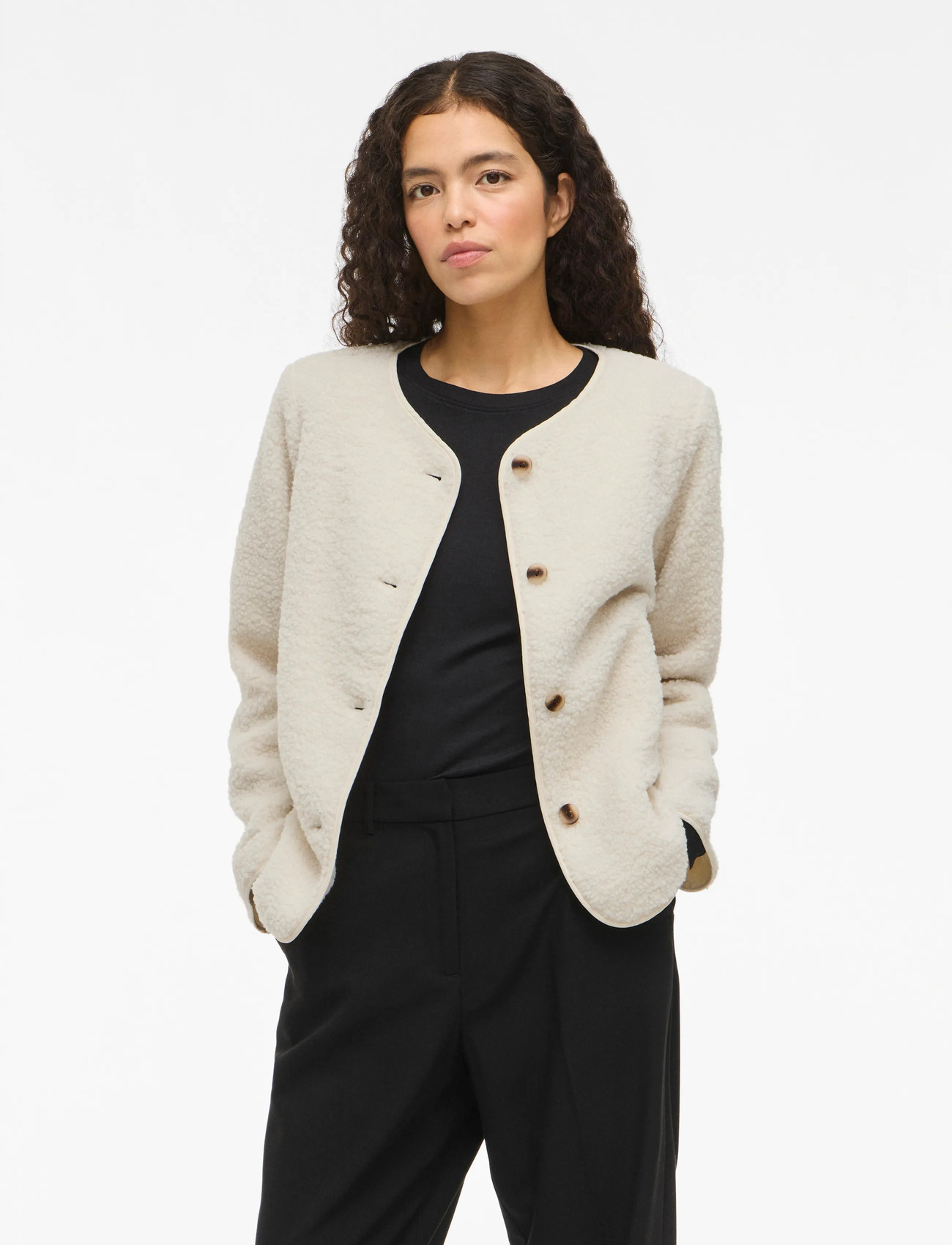 Vila Viada Teddy Jacket, 34, Cream, Jakker > Let Sommerjakke, Dame