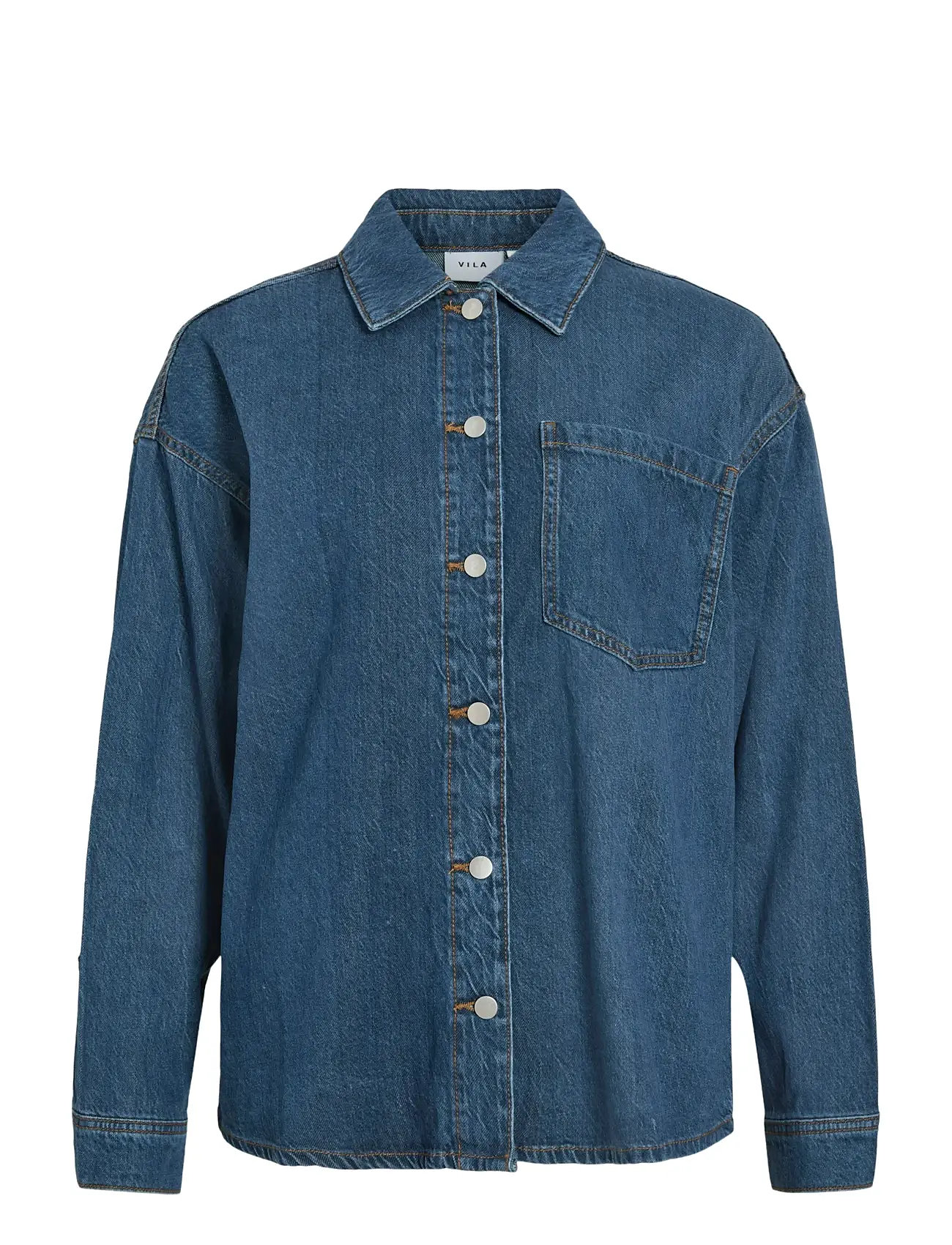 Vila Vikiki L/S Denim Shirt Mbd, 34, Blue, Skjorter > Denim-Skjorter, Dame