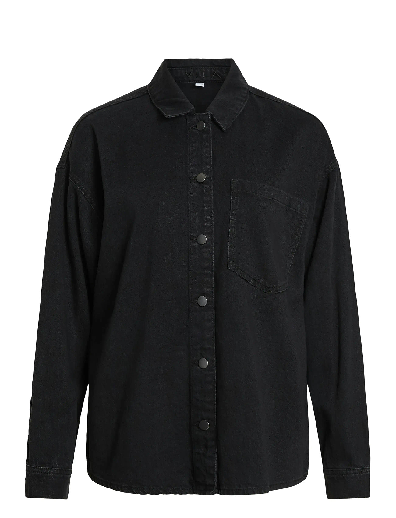 Vila Vikiki L/S Denim Shirt Blk, 34, Black, Skjorter > Denim-Skjorter, Dame